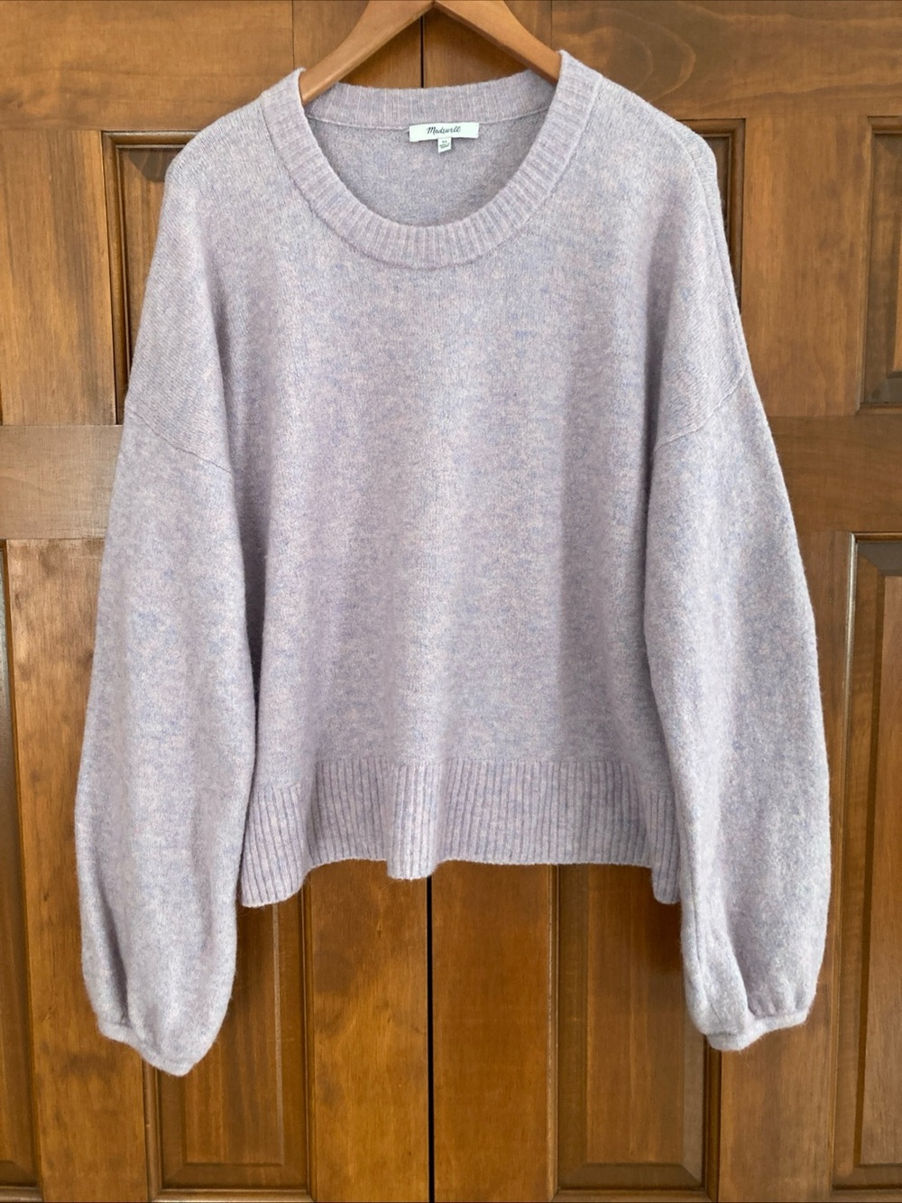 Madewell Lavender Crewneck Balloon-Sleeve merino wool alpaca Sweater women’s XL